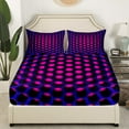 thumbnail image 3 of Navy Blue And Purple Sheet Set Geometric Bed Sheets Set Full,Abstract Geometry Honeycomb Bed Set Teen,3D Stereoscopic Dense Hole Fitted Sheet + Flat Sheet + 2 Pillow Cases, 3 of 5