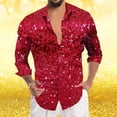 thumbnail image 2 of Carnival Must Have! Men's Shiny Printed Lapel Button Up Long Sleeve Shirt Fashion Party Wear Bright Design Comfortable Fabric Suitable For Festive Celebrations, 2 of 4