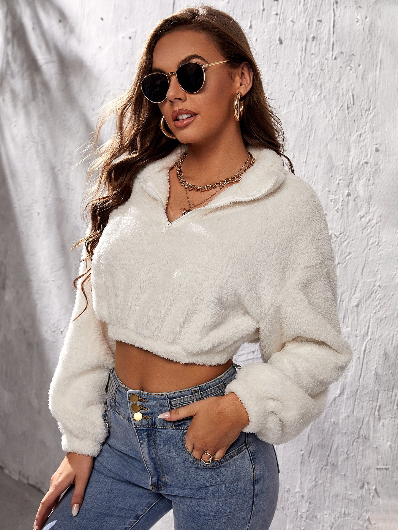 Women's Tall Drop Shoulder Half Zipper 