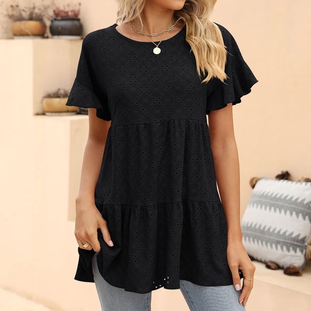 SMihono Hauts d'Été Décontractés pour Femmes, T-shirt Oversize à Manches Courtes et Col Rond pour Femmes 2023