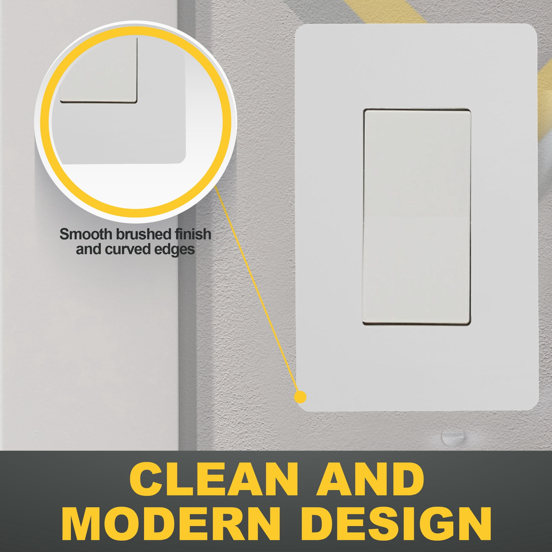 Faith 1-Gang Decorator Screwless Wall Plates Child Safe Outlet Covers, 4.68"H x 2.93" L, Fits GFCI, USB Receptacle, Dimmers, and Lighting Controls, ETL Listed, White, 120-Pack