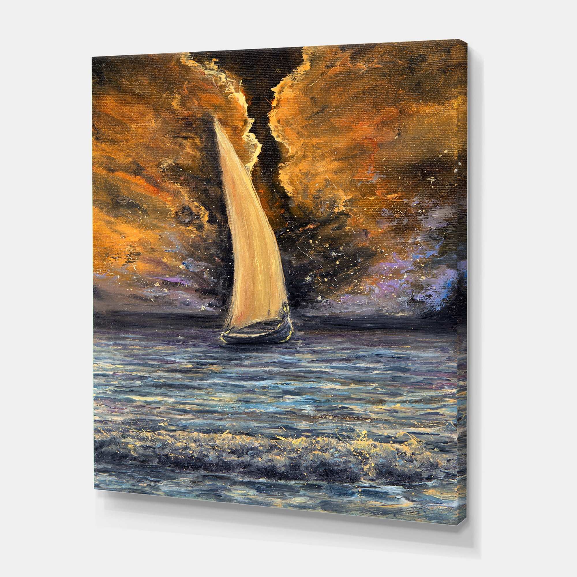 Designart ' Sailship On The Ocean At Morning ' Nautical & Coastal Canvas Wall Art Print