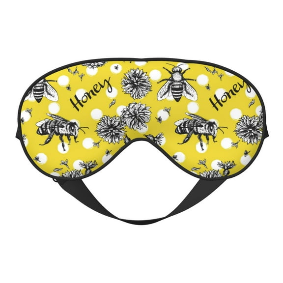 Naloa Honeybee Print Sleep Mask for Sleeper, Light Blocking Sleeping Eye Mask for Women Men, Eye Shade with Adjustable Strap for Travel, Nap,Meditation