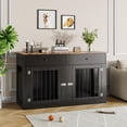 thumbnail image 5 of 60" Dog Crate Furniture with 2 Drawers – Double Dog Kennel with Divider & Rustic Wood Top – 60.2" x 23.6" x 35.7" – Living Room End Table – Multiple Colors, 5 of 7
