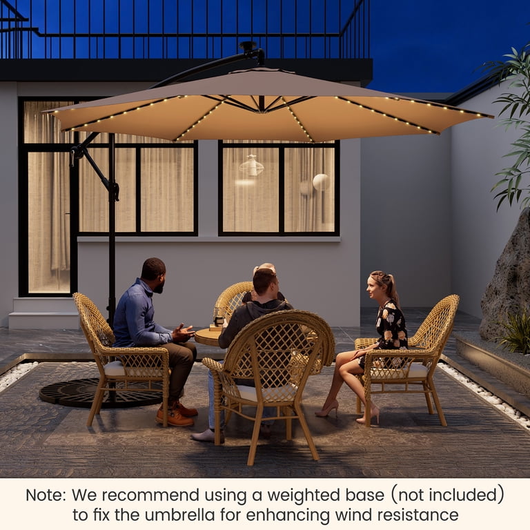 11-ft greige solar powered crank cantilever patio umbrella with base PURPLE LEAF 11 Feet Outdoor Round Umbrella Large Umbrella Windproof Offset Heavy Duty Sun for Garden Deck Pool Patio, Beige : Patio, Lawn & Garden top design allows gentle airflow 9 Olefin Market Umbrella with