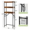 thumbnail image 3 of Over The Toilet Storage Rack, 3 Tier Bathroom Over Toilet Shelf Organizer, Freestanding Above Toilet Storage Stand with Hooks and Roll Holder, Wooden Bathroom Space Saver, Easy to Assemble, 3 of 8