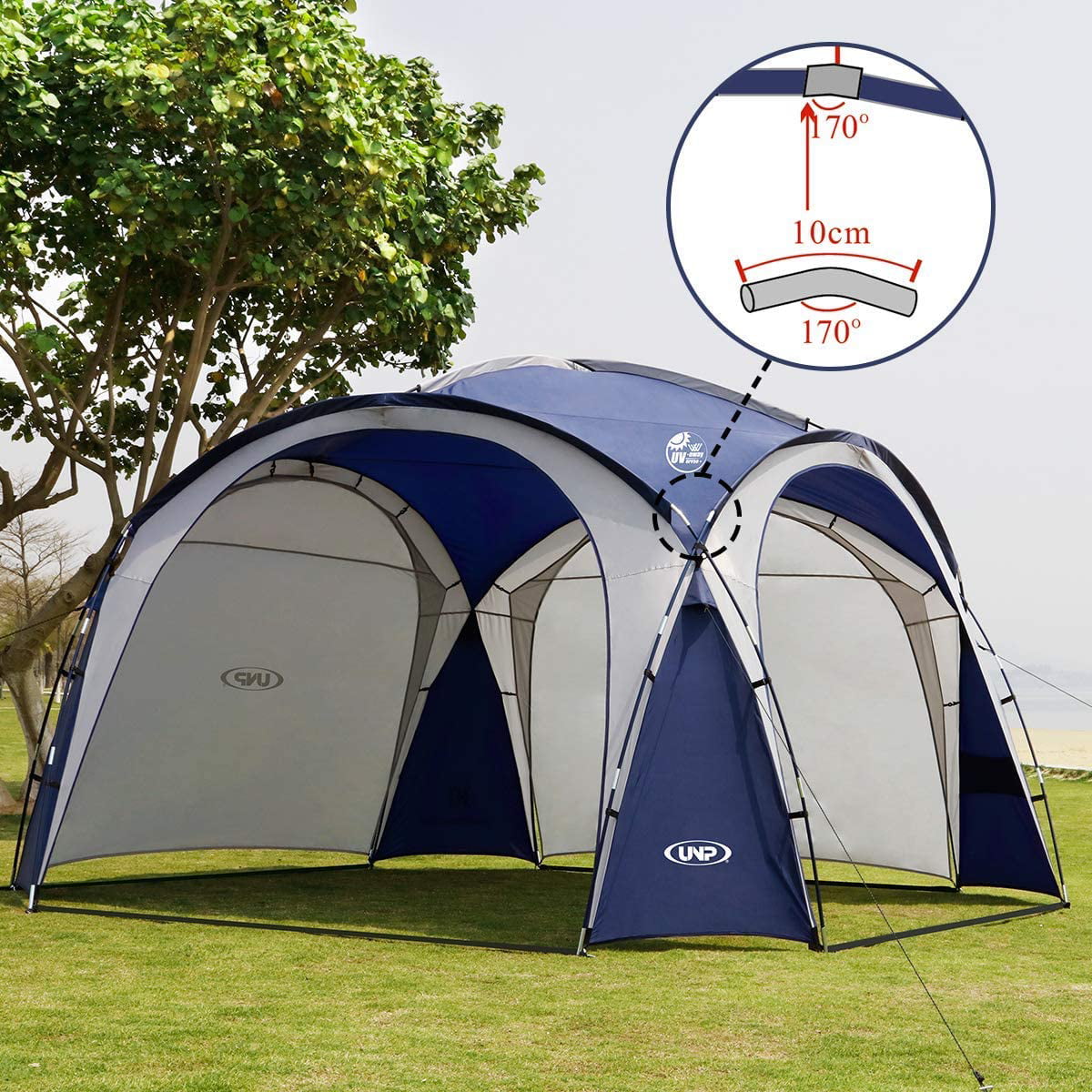 UNP Easy Beach Tent Camping Sun Shelter Backyard Canopy, Easy up Cabana,  Portable Rainproof, Waterproof, Sturdy, Ideal for Outdoor Sports Events, 