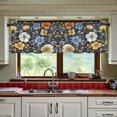 thumbnail image 3 of Yayeee Kitchen Curtains Set of 2 Light Filtering 57"x24" Over Sink Window Panels, Navy Floral Pattern, 3 of 7