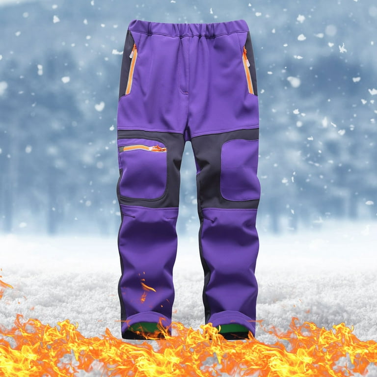 Boys and Girls Winter Ski Pants Fashion Outdoor Soft Shell Pants Waterproof  Breathable Wear-resistant Warm Plush Shock Pants Mountain Climbing Ski