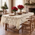 thumbnail image 2 of Sm:)e Christmas Tree Embroidery Lace Tablecloth 60x84 Inch, Beige, Vintage Floral Fabric Classy Vintage Reception Decor, 2 of 6