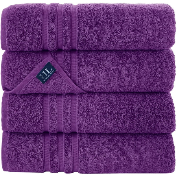 Hammam Linen Purple Bath Towels 4 Pieces Luxurious Turkish Cotton