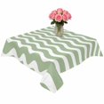 thumbnail image 2 of Sage Green Stripe Table Cloth Waterproof Tablecloths, Farmhouse Striped Modern Waves Moires Tablecloth Dining Table Cover for Kitchen Party Tabletop Outdoor, Square Tablecloth 60x60 Inch, 2 of 9