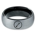 thumbnail image 2 of Tungsten Horoscope Sagitarius Band Ring 8mm Men Women Comfort Fit Black Dome Brushed Gray Polished, 2 of 4