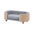 thumbnail image 2 of Pefilos 26" Pet Sofa for Indoors Dogs, Cat and Dog Bed with Solid Wood Legs and Bent Wood Back, Velvet Cushion, Dark Gray, 2 of 8