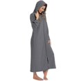 thumbnail image 3 of Womens Zip Up Robe Nightgown Long Hooded Sweatshirt Bathrobe Long Sleeve Housecoat Lounger With Pockets, 3 of 4