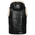 thumbnail image 6 of XMMSWDLA Deals Clearance Mens Plus Top Winter Solid Color Vest Leather Clothin One Coat Retro Warm Hooded Jacket, 6 of 7