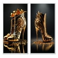 thumbnail image 2 of Designart "Mechanic-Inspired Golden High Heel I" Fashion Framed Wall Art Set Of 2 - Gold Fashion Framed Canvas Set For Living Room Decor, 2 of 7
