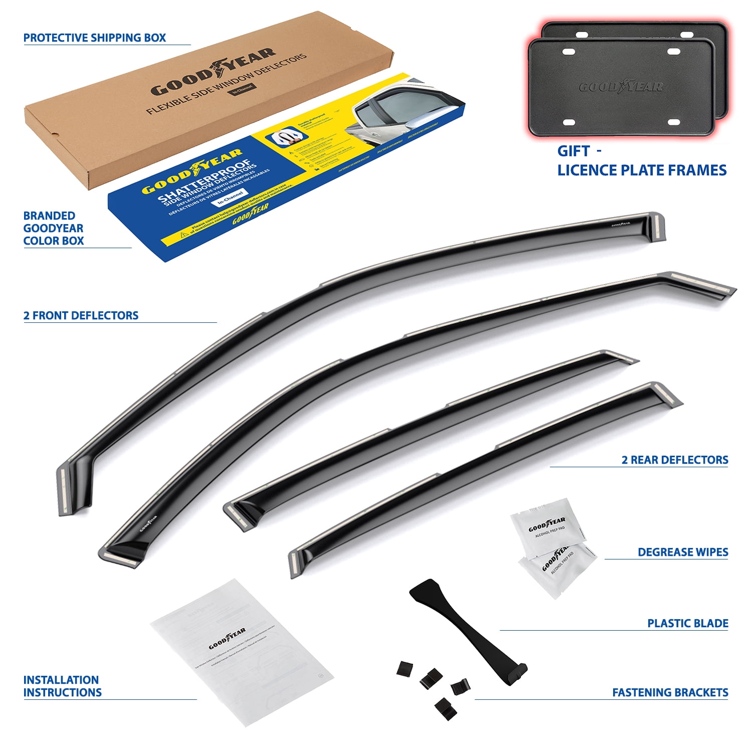 Goodyear Shatterproof in-Channel Window Deflectors for Acura Integra 2023-2026, Rain Guards, Window Visors for Cars, Vent Deflector, Car Accessories, 4 pcs - GY008401