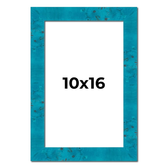 10x16 Frame Blue Teal Burl Wood Picture Frame | 1.75 Inch Moulding Width | Interior Frame Depth 0.5