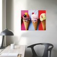 thumbnail image 3 of GOSMITH  Canvas Print Wall Art Stacked Ice Cream Cones &amp; Macarons Food Dessert Photography Realism Contemporary Scenic Colorful Multicolor for Living Room, Bedroom, Office, 3 of 4
