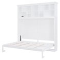 thumbnail image 4 of MODERNLUXE Queen Size Murphy Bed,85-inch Space-Saving Wall Bed with USB and 5 Shelves,Foldable Platform Bed for Small Space,Bedroom,Guest Room,White, 4 of 7
