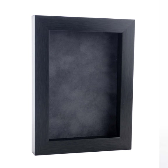 6x8 Charcoal Shadowbox Frame - Interior Size 6x8 with 3/4" Usable Depth - Dark Grey Acid-Free Suede Backing