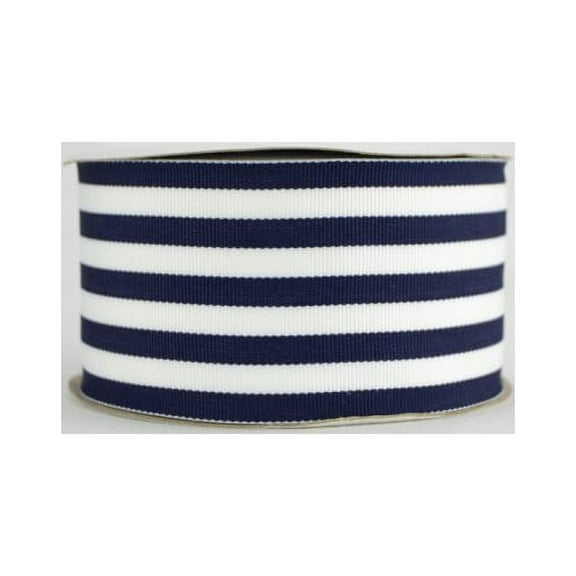 Ribbon Bazaar Grosgrain Mono Five Stripes 2-1/4 inch Navy 20 yards 100% Polyester Ribbon