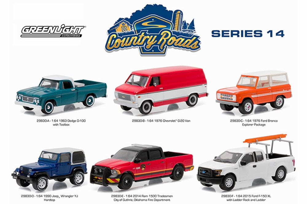 Greenlight Country Roads Series 14 Set of Six 1/64 Scale Diecast