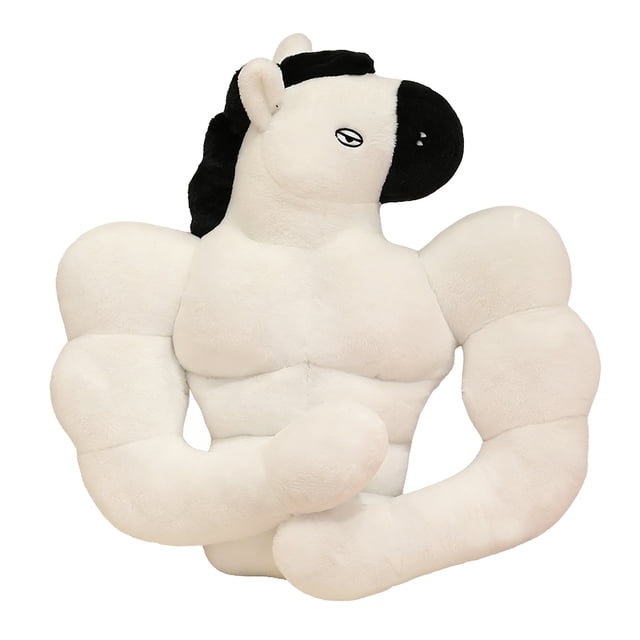 ICQOVD Coussin Interactif Cheval Musclé en Peluche Oreiller Animal Drôle