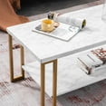thumbnail image 6 of Ktaxon 2-Tier Coffee Table, Faux Marble Top with Gold Metal Frame, Rectangular Tea Table for Living Room, Office, Balcony, White, 6 of 9