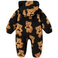 thumbnail image 6 of Maqroz Animal Print Boys Girls Fleece Jumpsuit Long Sleeve Hooded Romper Cute Cubby Graphic Loungewear with Zip, 6 of 8
