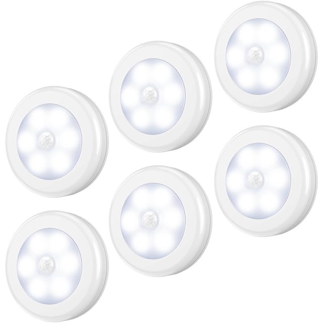 Luz de sensor de movimiento mejorada, luz nocturna LED inalámbrica con pilas, luces de armario que se pegan en cualquier lugar, luces de escalera, luces seguras para pasillo, baño, dormitorio, cocina