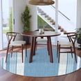 thumbnail image 5 of Vintage Sky Blue Striped Round Rug 6ft Washable Circle Kitchen Rugs Non Slip Farmhouse Modern Stripes Boho Texture Large Area Rug Indoor Carpet for Bedroom Living Room Office Dining Room Nursery, 5 of 9