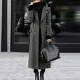 thumbnail image 2 of Wutalume Women's Solid Color Winter Thickened Wool Blend Long Coat with Lining, Elegant and Warm, Oversized Fit, Ideal for Formal and Casual Occasions in Cold Seasons,Gray 2XL, 2 of 5
