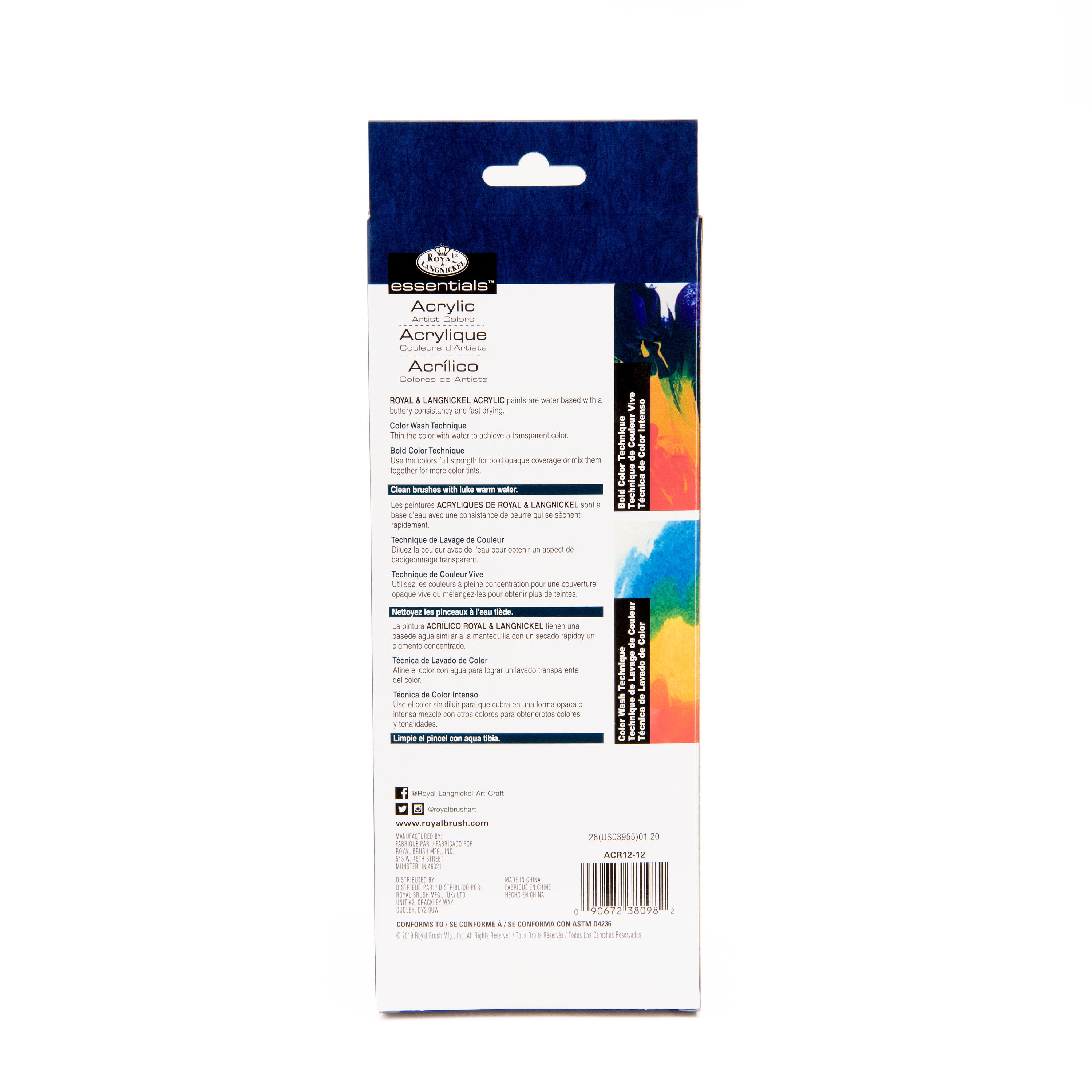 Royal & Langnickel - Essentials 12ml Acrylic Paint Set, 36 Colors