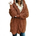 thumbnail image 4 of SDNall Women'S Fleece Jackets & Coats Solid Color Casual Plush Cardigan Long Sleeve Pockets Coat Tops Fleece Cardigans for Women (Coffee, Sizes S-XXXXXL), 4 of 9