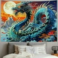 thumbnail image 2 of Shiartex  Japanese dragon Tapestry Wall Hanging Asian Anime Tapestry Moon Cloud Misty Mountains Watercolor Painting Art Wall Tapestries for Bedroom Living Room Dorm Decoration 60x50inch, 2 of 6