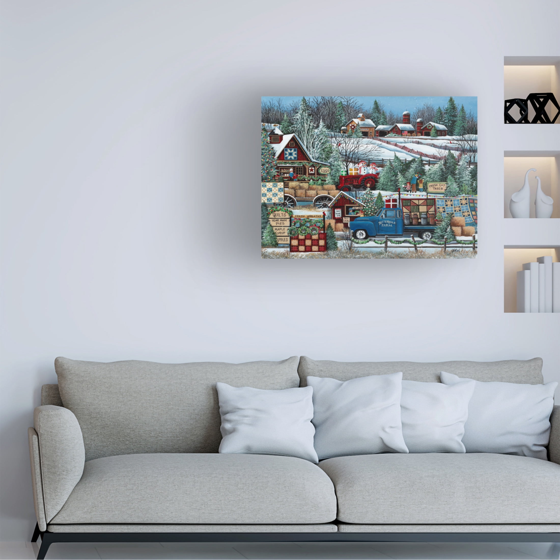 Canvas Wall Art - Debbi Wetzel 'Buttermilk Farm Winter' Wall Art for Living Room, Bedroom, or Office Décor by Trademark Fine Art - 24 x 18 Inches