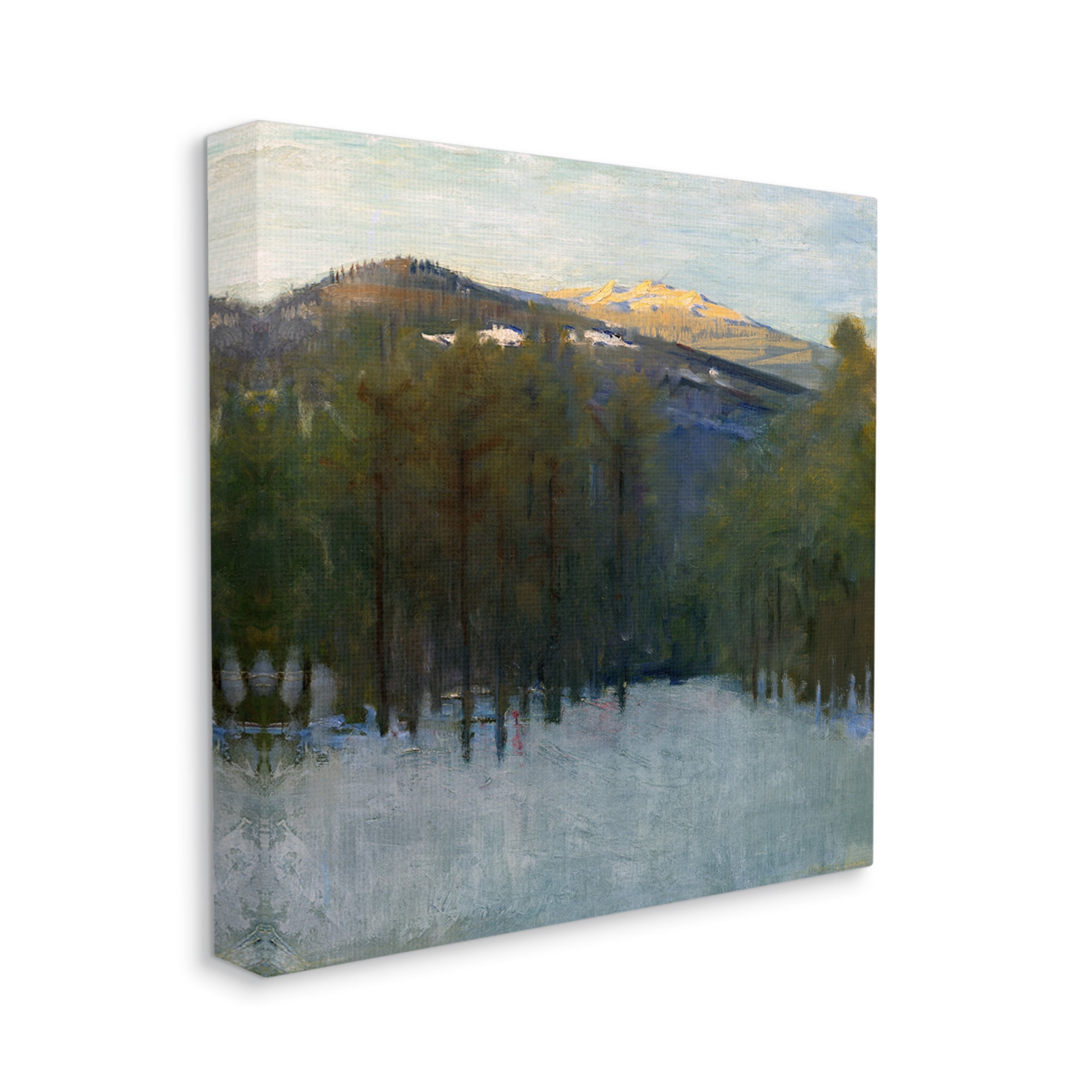 Stupell Industries Winter Mountain Scenery Landscape Painting Gallery Wrapped Canvas Art Print Wall Art, 30 x 30