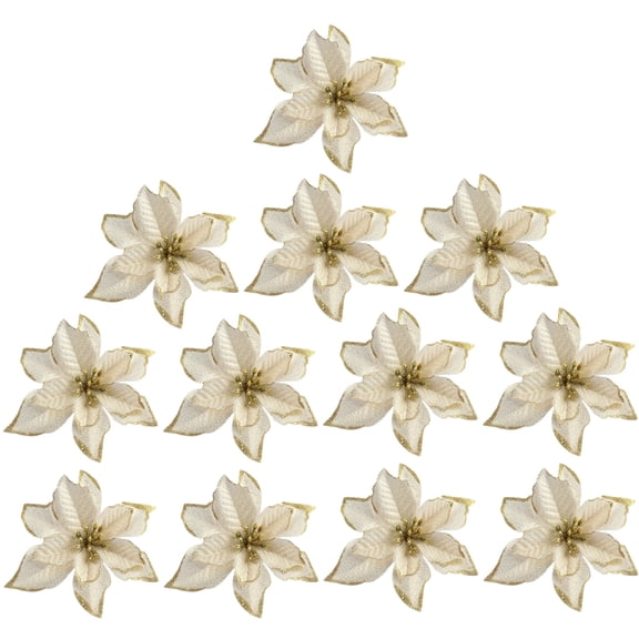 Phenofice 12Pcs Artificial Flowers Red Poinsettia For Christmas Tree Decorations Assorted Color