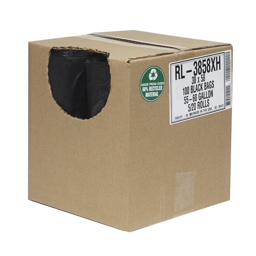 100 Schwarze Müllbeutel Kernlos – 147x96 Cm, 55–60 Liter, Aus Recyceltem Material, Star Dichtung