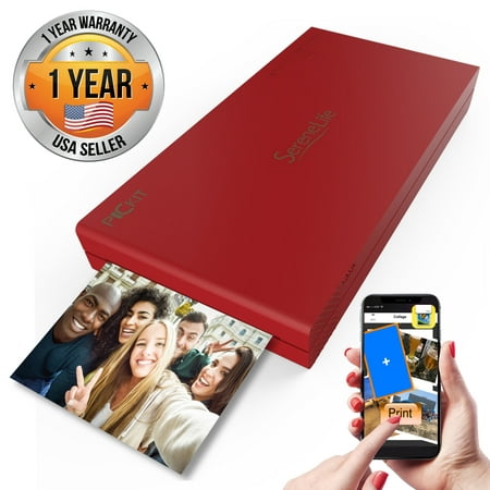 SereneLife PICKIT21RD - Portable Instant Photo Printer - Wireless Picture Printing for iPhone or Android Smartphone