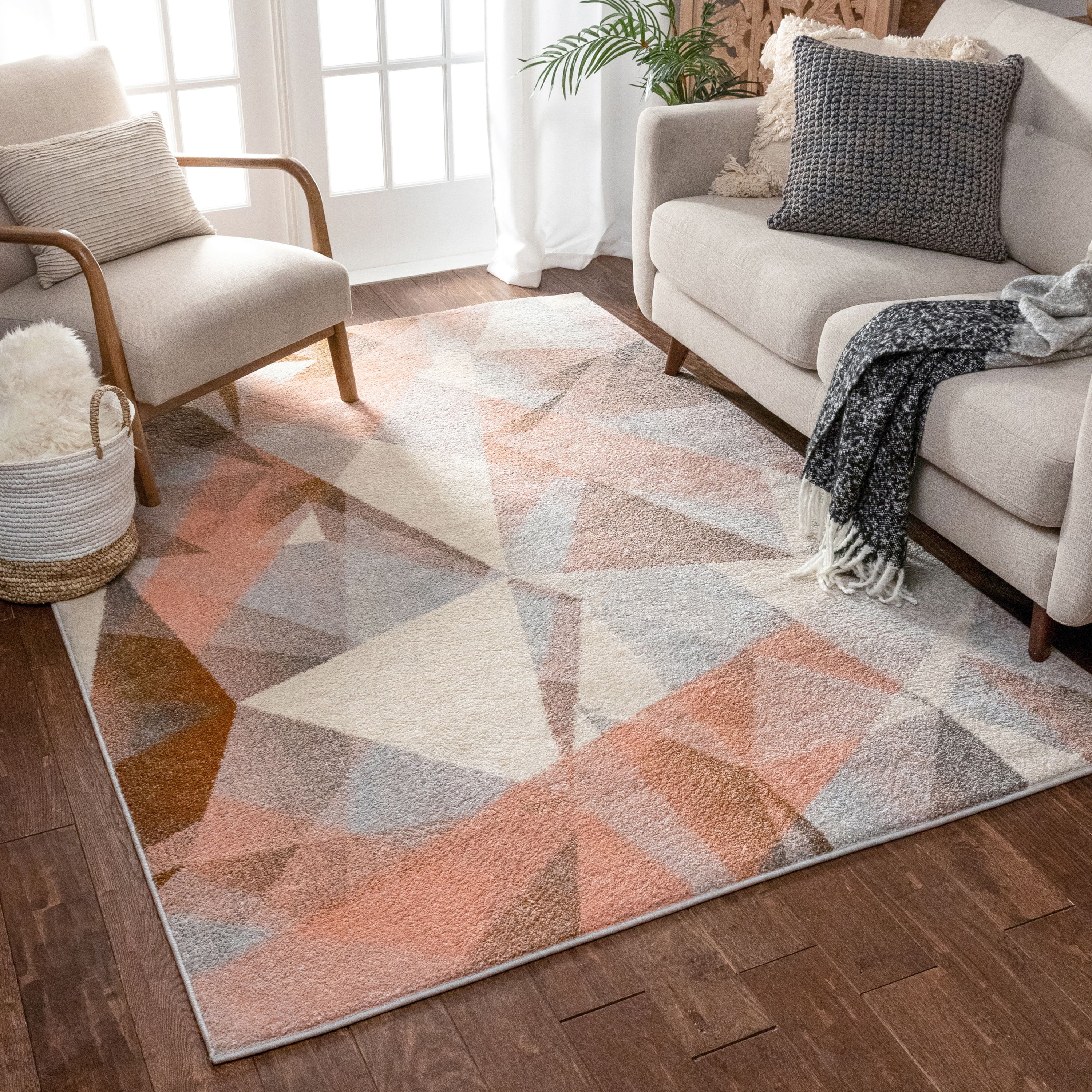 Well Woven Barra Blush Pink MultiColor Modern Geometric Triangle