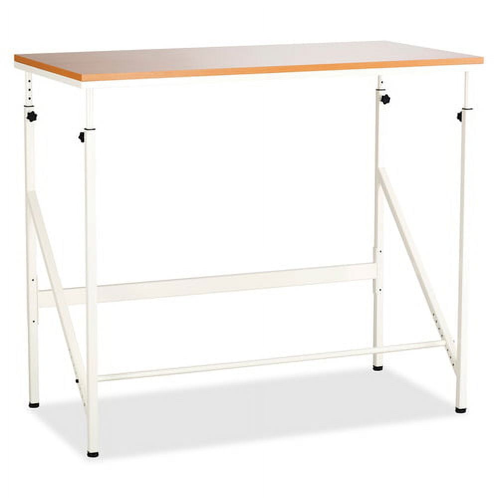 Safco Standing Height Adjustable Desk, Beech and White, Adult