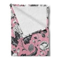 thumbnail image 2 of Floral Soft Flannel Fleece Blanket, Vintage Big Garden Flowers with Leaves Tulips Buds Artwork Sketchy Image, Cozy Plush for Indoor and Outdoor Use, 50" x 70", Coral Black and White, by Ambesonne, 2 of 5