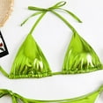 thumbnail image 2 of SWSMCLT Women's 2 Piece Bikini Set Sexy Swimsuit Halter Brazilian String Metallic Tie Up Bathing Suit Adjustable Swimwear Light Green Small, 2 of 4