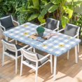 thumbnail image 2 of Easter Gnomes Table Cloths for 3 Foot Rectangle Tables, Watercolor Eggs Basket Daisy Spring Blue Plaid Patio Waterproof Elastic Fitted Tablecloths, Washable Rectangular Table Cover for Camping, 2 of 8