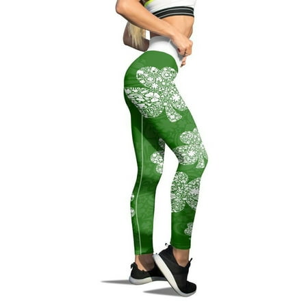 

Uorcsa Sexy Floral Printed Yoga Leggings High Waisted Tights for Women Green