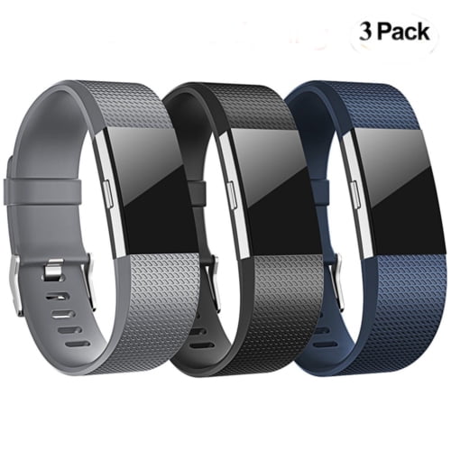 3Pcs Silicone Straps Replacement Wristband Watch Band for Fitbit Charge 2