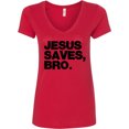 thumbnail image 3 of Inktastic Jesus Saves, Bro. Women's V-Neck T-Shirt, 3 of 5